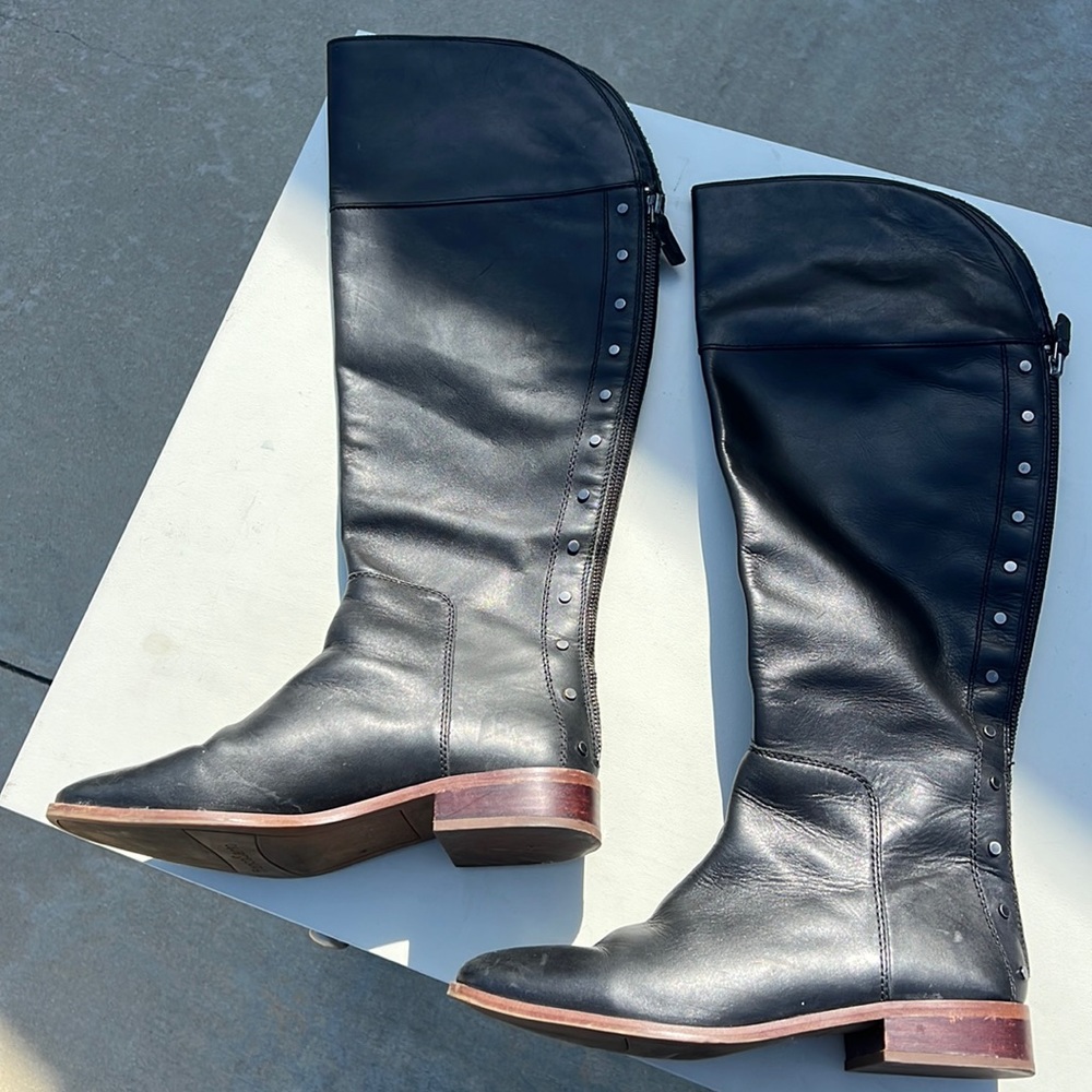 Black leather boots